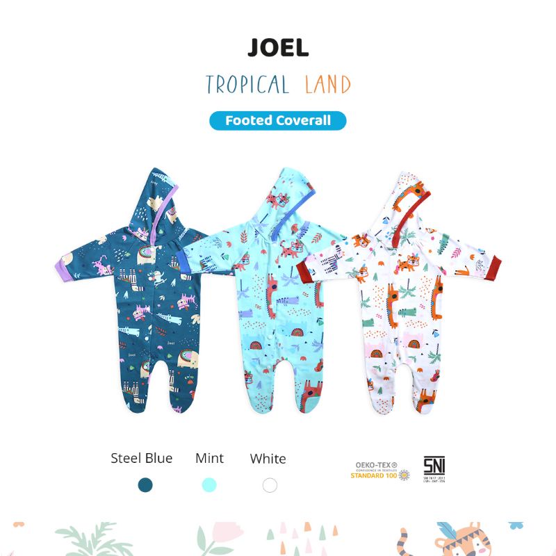 SNI Sleepsuit bayi lengan panjang kaki tutup + kupluk Joel baju bayi sleepsuit footed coverall kaos baju tidur bayi newborn piyama bayi baru lahir jumper jumsuit jumpsuit