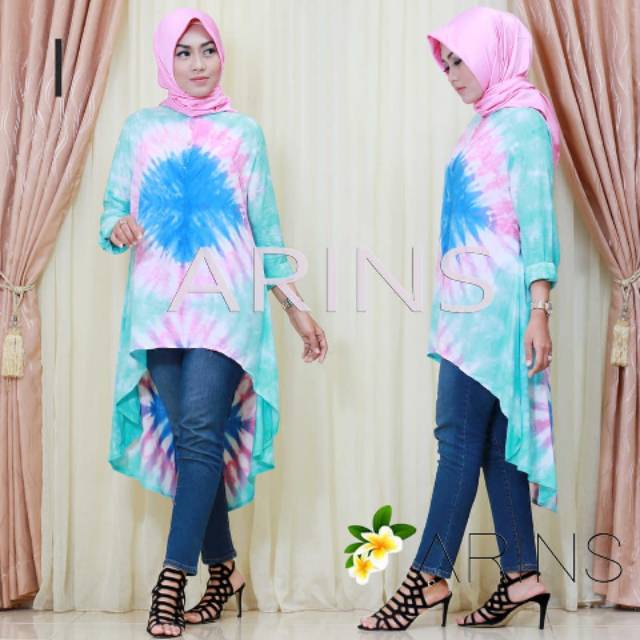 TUNIK PINGUIN TIEDYE / PAKAIAN WANITA / BAJU CEWEK / BATIK JUMPUTAN
