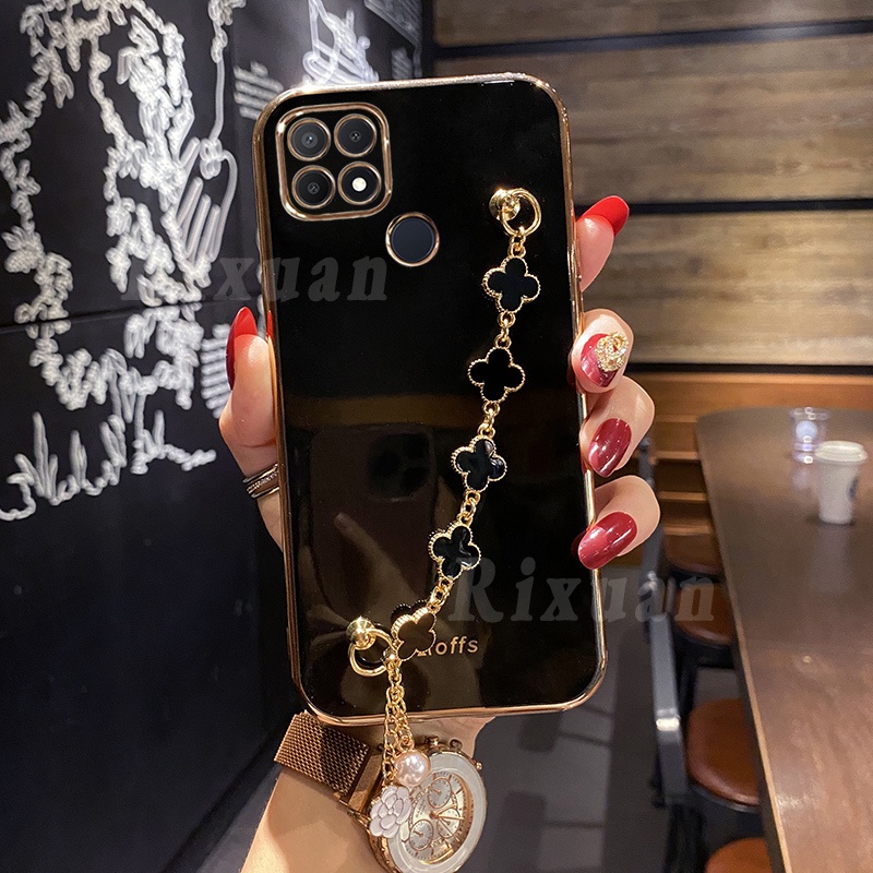 Casing Silikon Realme C21Y C25Y C35 C31 8i 8 Pro C15 C12 C25 Narzo 30A C25S 5i 6i 9i C3 XT GT Neo2 Motif Daun Clover