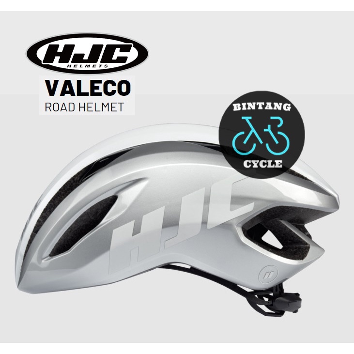 HELM SEPEDA HJC HELMET ROAD VALECO GLOSS SILVER WHITE - Helm Sepeda