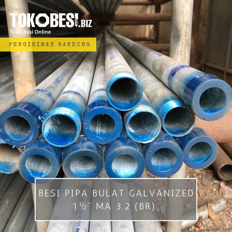 Besi Pipa Bulat Galvanized 1½"ma 3.2mm (br)