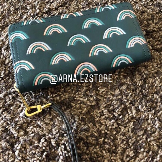 Dompet FOSSIL Logan Zip Arround Clutch Indiana Teal Original