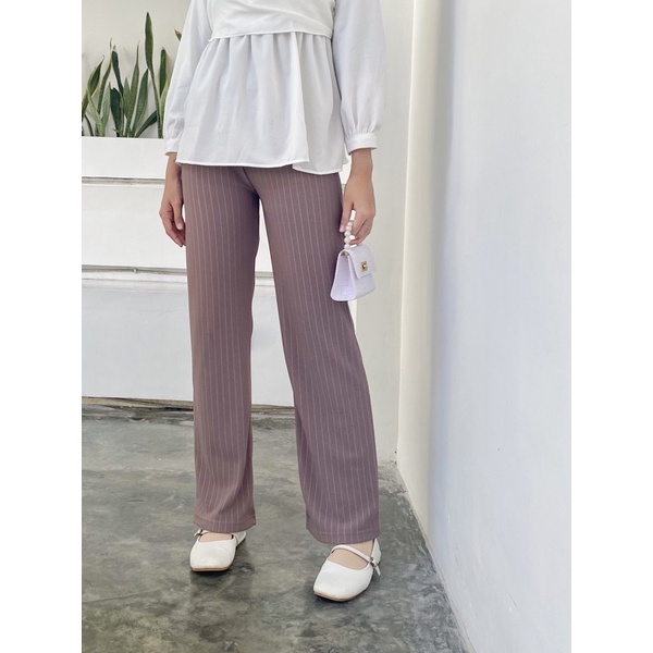 YEONNA Long Cullote Highwaist Salur - Knit Kulot highweist celana pants premium