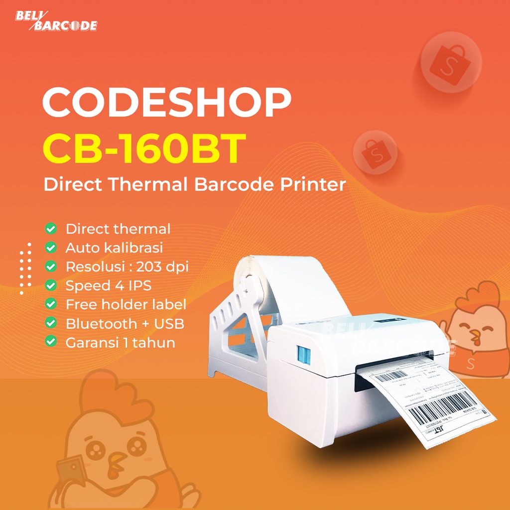 Printer Label Resi Codeshop CB 160BT / CB160BT (Bluetooth + USB)