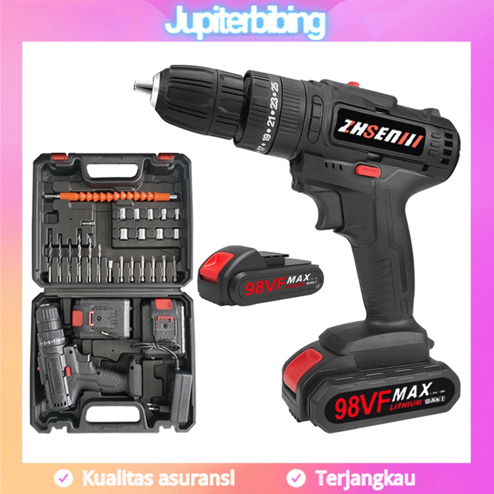 108V Mesin Smart Bor Baterai / Bor Listrik Set / Bor Dampak / Mesin Bor Cordless Drill / Beton Besi Kayu Full 98Vf Set Pilihan Bor Tanpa Kabel Bor Listrik Bor Tanpa kabel Set Lengkap Mata Bor Cordless Drill Full Set Of Drill Bits