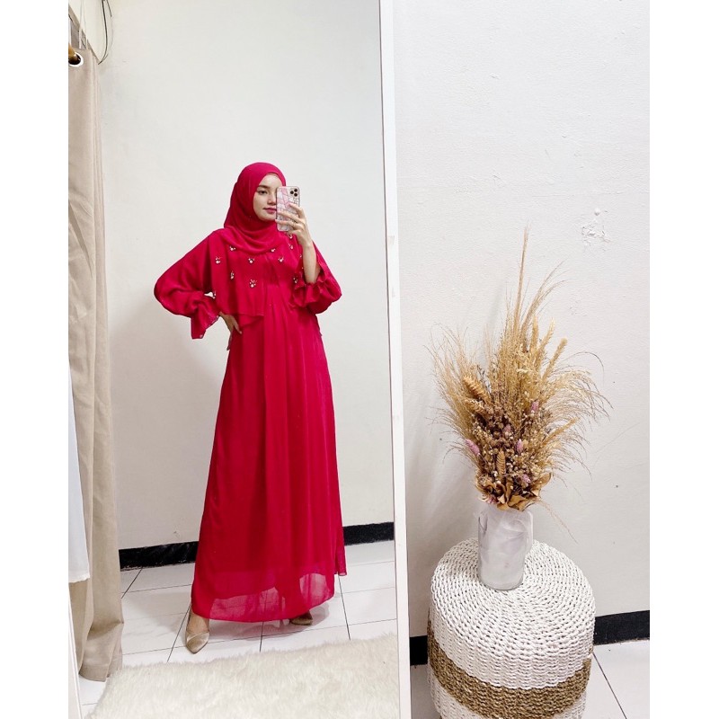 zaskia set dress / ceruty dress set pashmina