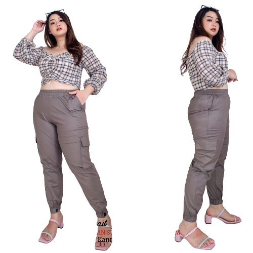 Joger Cargo Pant | Celana Wanita Baggy Joger Cargo STANDAR &amp; JUMBO