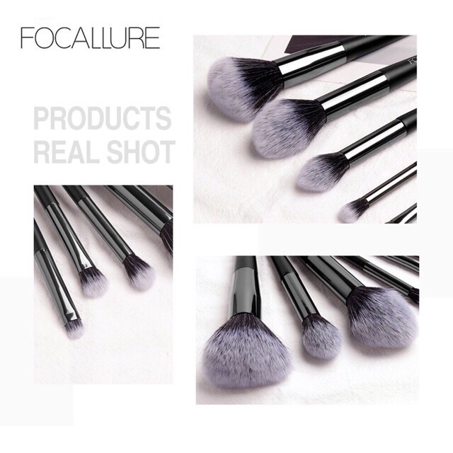 Focallure 10 Pcs Eyeshadow Blending Makeup Brush / Kuas Set + Pouch