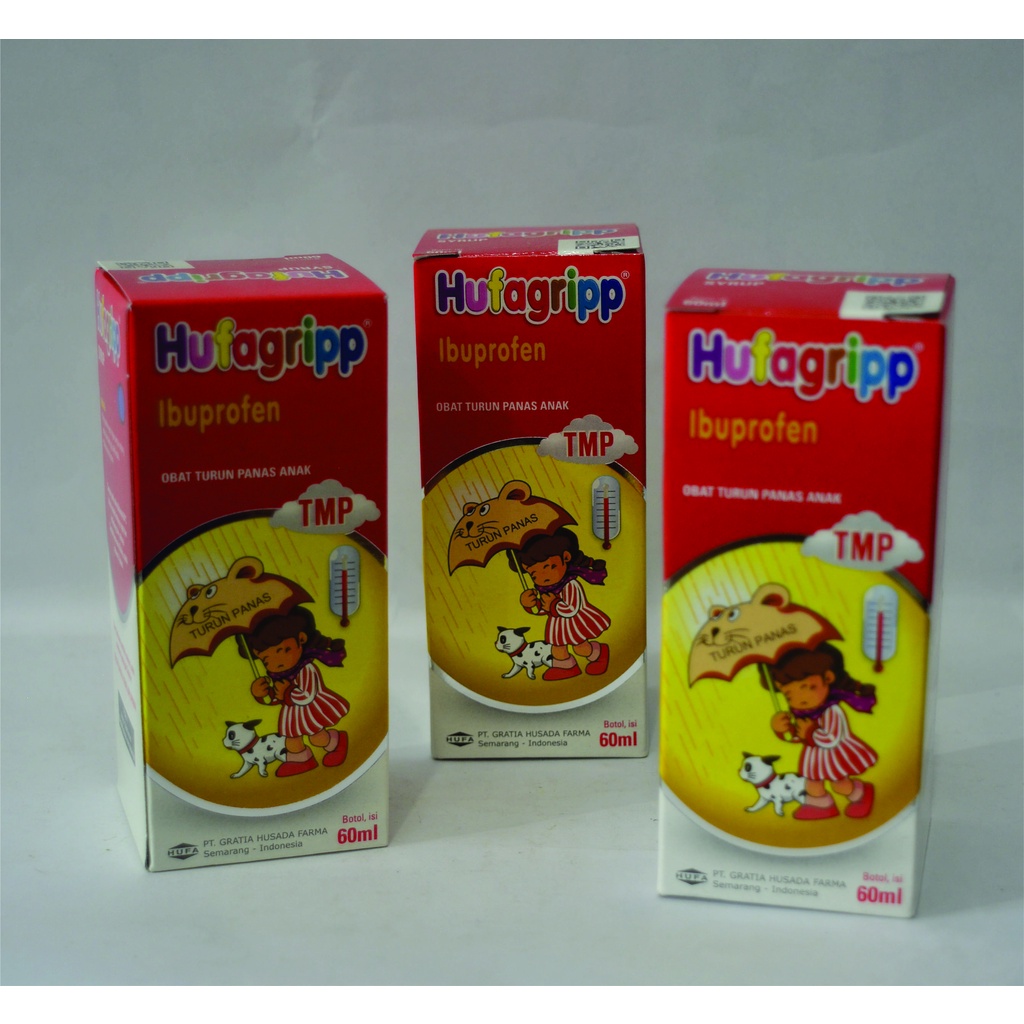 Hufagripp Syrup / Sirup Ibuprofen Warna Merah (Obat Panas / Demam Anak)
