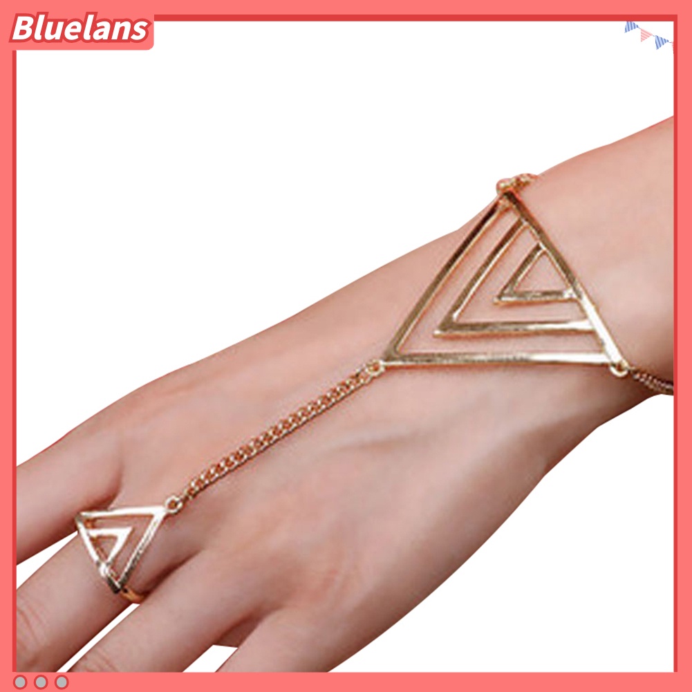 Bluelans Women Fashion Triangle Charm Slave Ring Chain Harness Bracelet Punk Jewelry