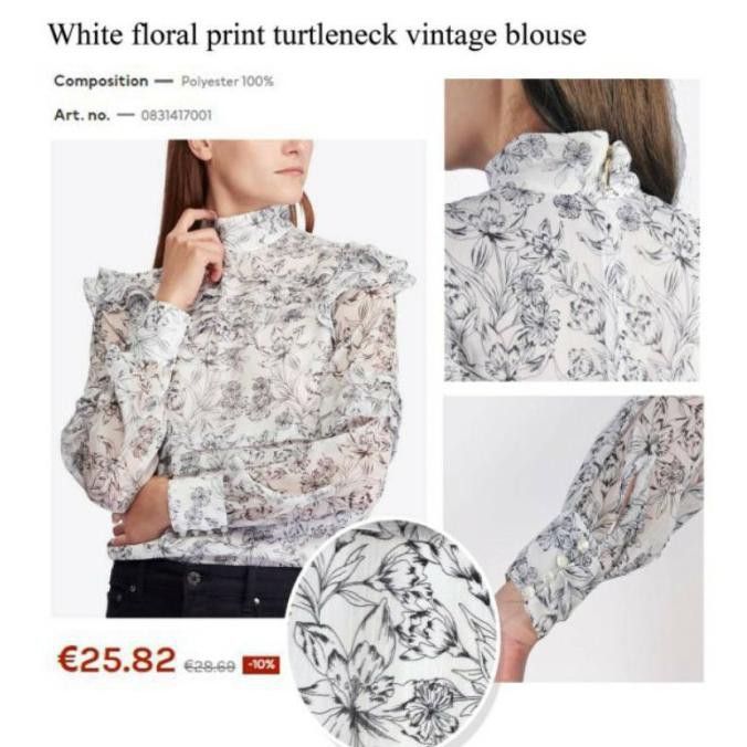 Flash Sale- Kemeja Ralp Lauren bunga putih - S -Produk Terbaru