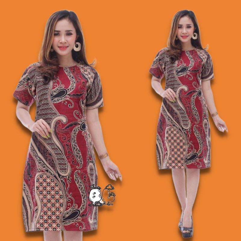 DRESS BATIK LENGAN PENDEK MODERN EKSKLUSIF HITAM MANIS