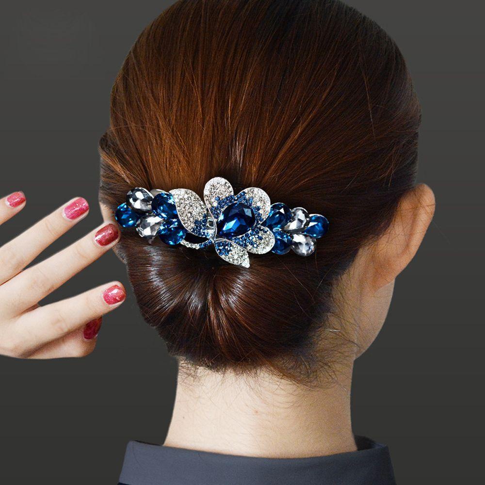 Needway Jepit Rambut Wanita Trendy Vintage Bunga Untuk Anak Perempuan Ponytail Holder Kristal Spring Clips