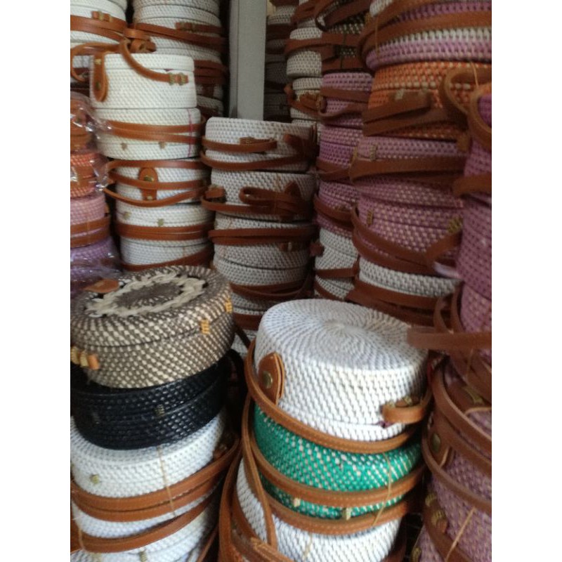 Tas Rotan 15Cm - 18Cm - 20Cm Polos Premium - Tas Rotan Murah -Tas Rotan Bali - Tas Rotan Bulat Oleh 