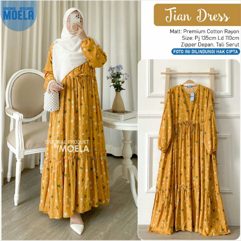 Moela Dres Wanita Motif Bunga Kecil Gamis Kondangan Remaja Modis