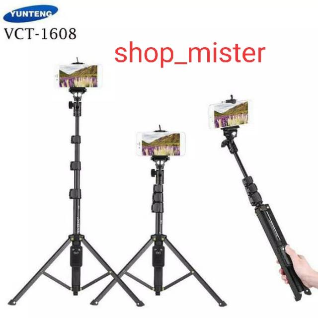 TRIPOD BLUETOOTH  3 IN 1 YUNTENG VCT-1608 BLACK