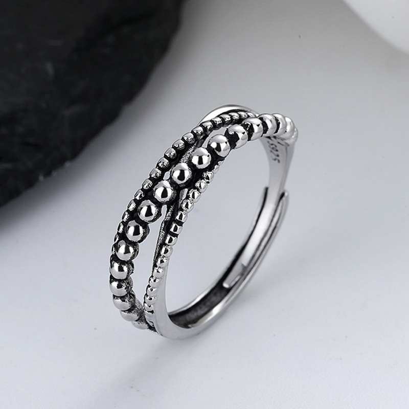 Cincin Manik-Manik Bahan Sterling Silver Dapat Diputar Untuk Wanita