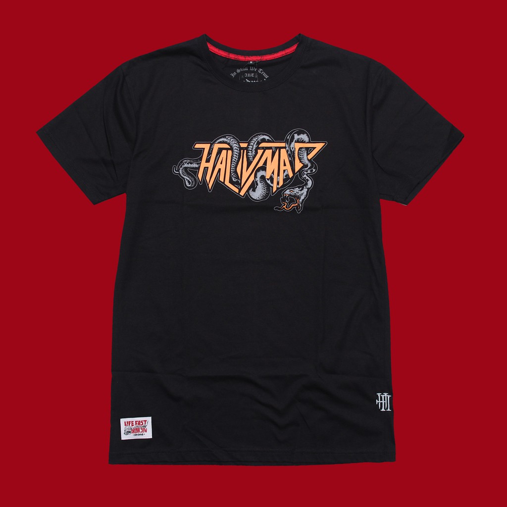 Kaos Pria Distro Original 100% HANDMAD - SNAKE HM Black Men T-shirt Unisex