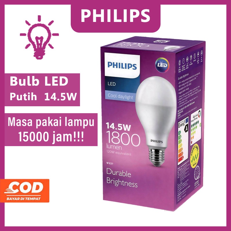 Lampu LED Philips Paket 14.5W Multipack Lampu led rumah Led Bulb 14.5 Watt 6500K Putih