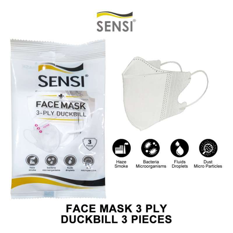 MASKER SENSI DUCKBILL ISI 3PCS / DISPOSABLE MASK ADA EMBOS SENSI