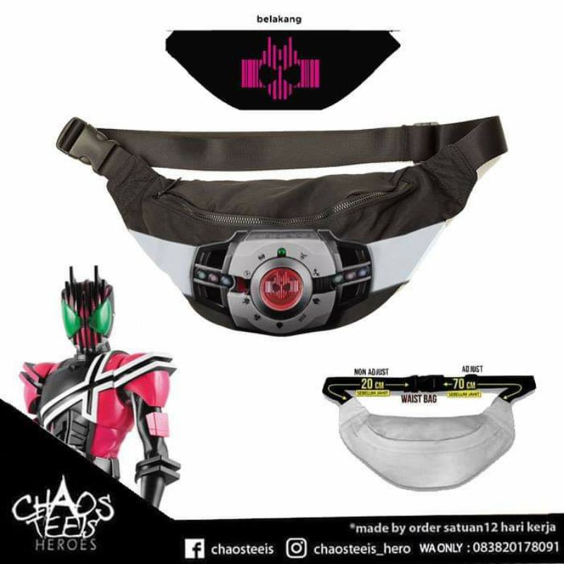 waist bag tas pinggang Kamen rider decade Kuuga wizard black