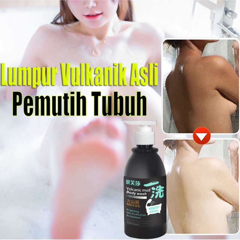 Lumpur vulkanik Body wash lotion pemutih badan 250ml/100%sabun pemutih badan Exfoliate / Improve Skin texture