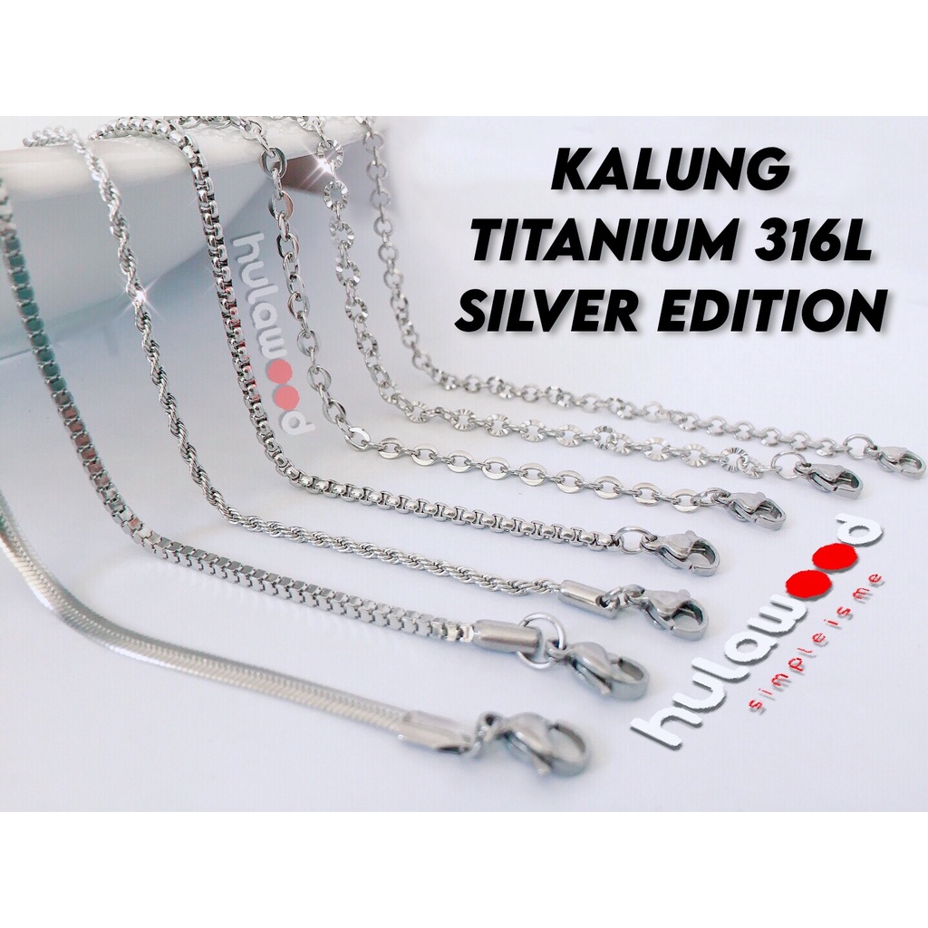 [KALUNG SILVER] Kalung Rantai Titanium Stainless 316L Premium Chain Anti Karat Pria Wanita / Kalung Rantai Pendant
