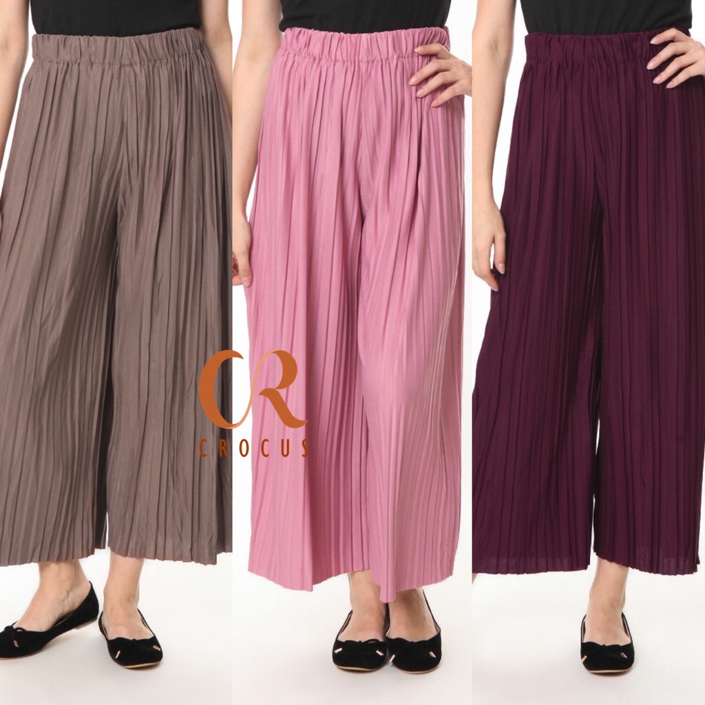 CS Celana  Kulot  Midi Plisket  Lurus  Pleated Pants 