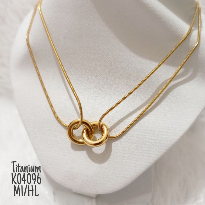 Kalung Titanium Double Ring Gold K04094