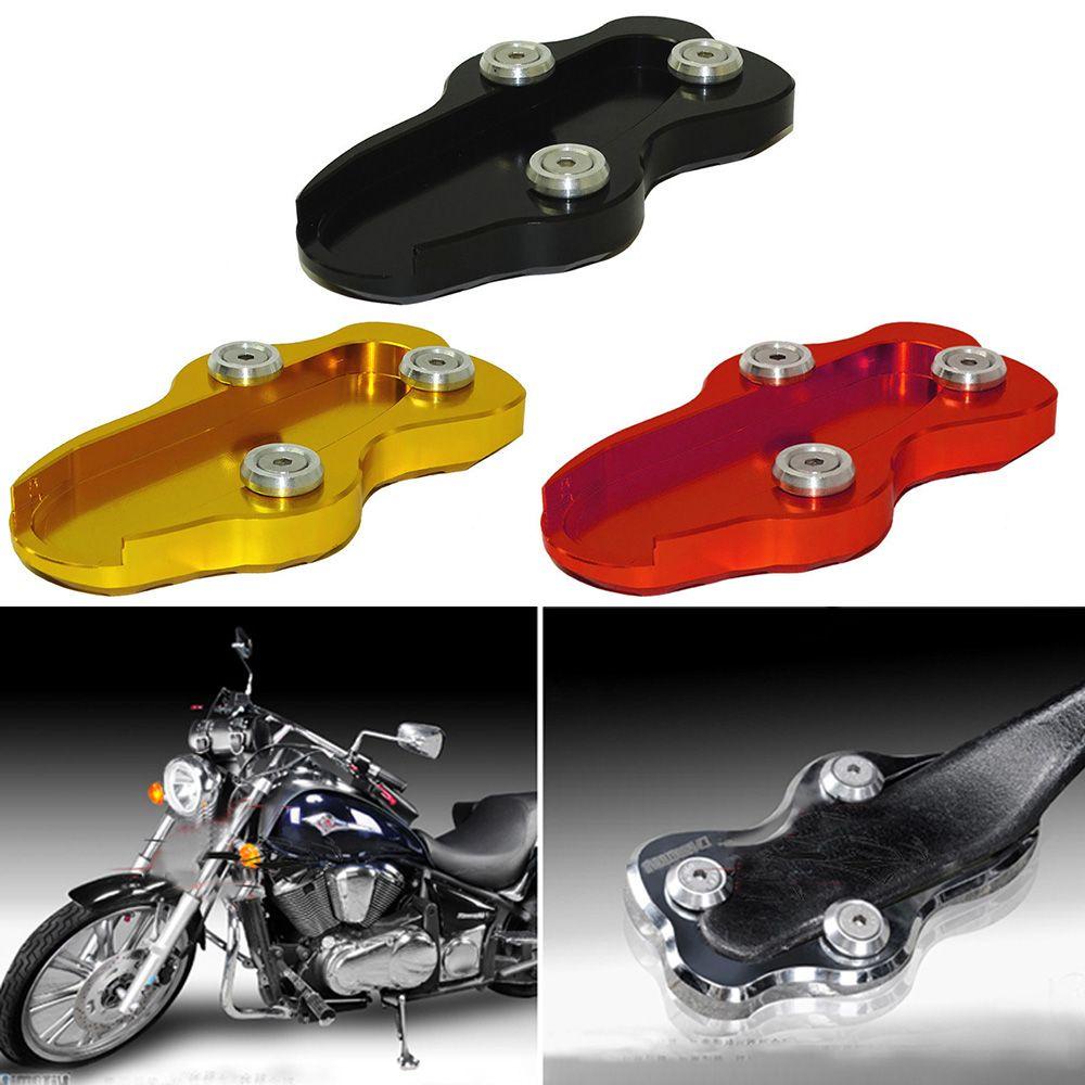 Populer Kaki Ekstensi Pad Pembesar Aksesoris Motor Side Stand Foot Support Side Kick Stand Untuk Kawasaki VN900 2007-2015