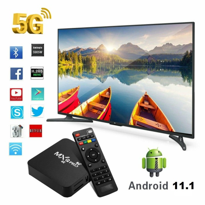 SMART TV BOX MXQ Pro 4K ANDROID 11.1 Ram 4GB ROM 64GB TERMURAH 4/64 GB NEW TV BOX RECEIVER TV BOX