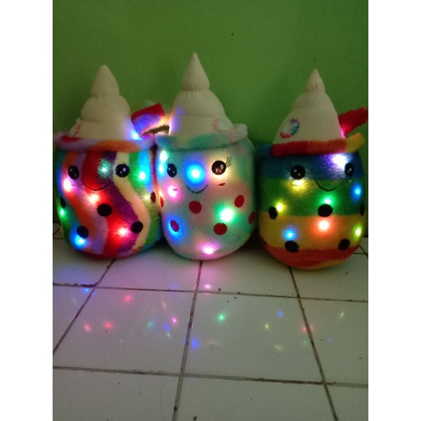 Boneka Boba Ice Cream Motif Rainbow Led Nyala Kedip Kedip Uk38Cm( L )Mainan Anak Viral Murah