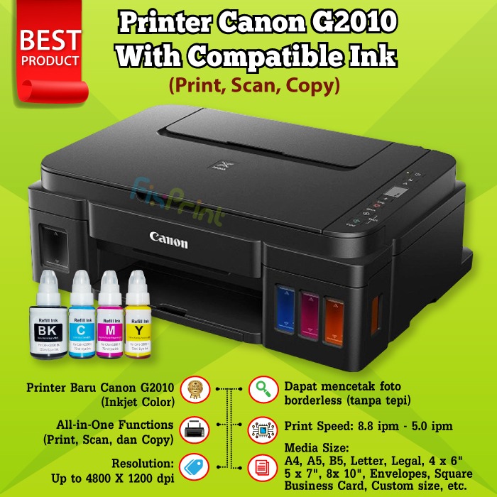 Printer CNON G2010 Print Scan Copy Ink Tank Multifungsi All In One