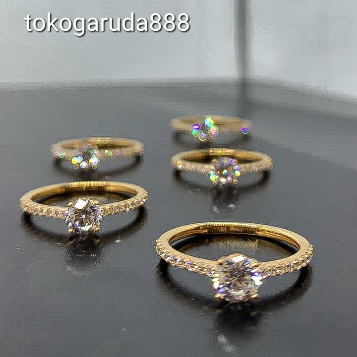 Cincin warna anak dan dewasa emas asli kadar 700 70% 16k 22 ubs seperti berlian solitaire 11 12 13 14 15 16 10