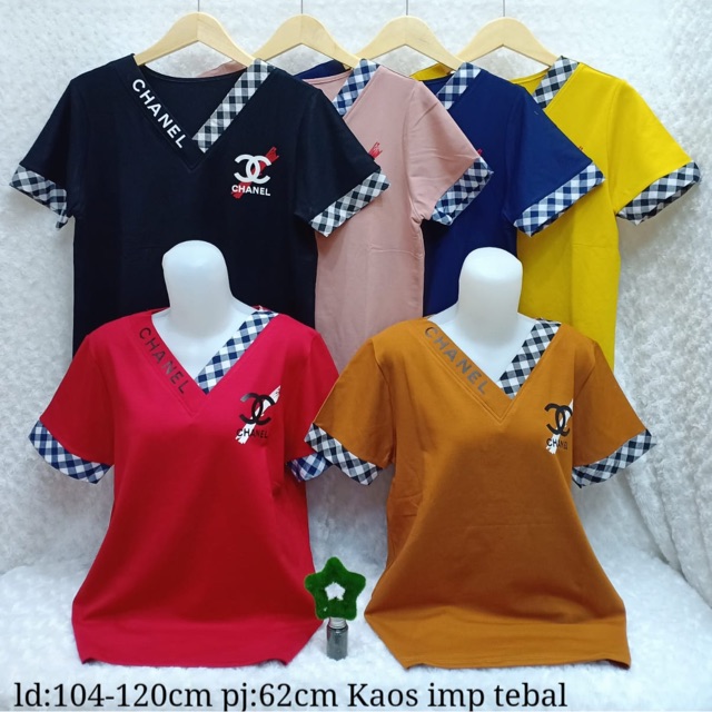 Kaos wanita / kaos wanita import / atasan v chanel cat / size XL