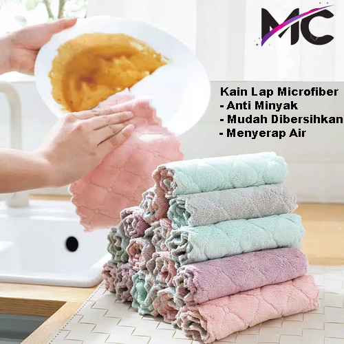 Kain Lap Microfiber Anti Minyak Dapur Piring Gelas Sendok Serbet Makan Bisa Juga Untuk Mobil Motor