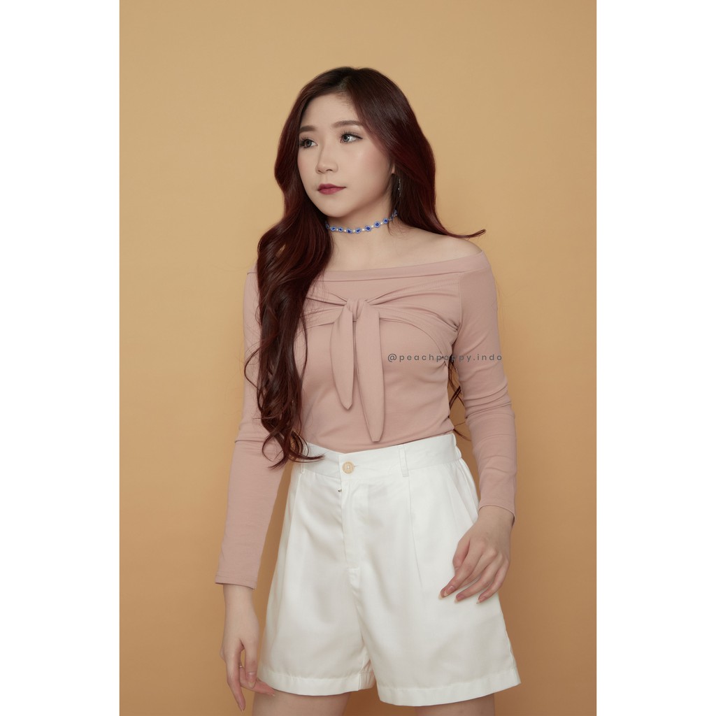 Peach Poppy Alana Top - Atasan Wanita Rajut Model Sabrina