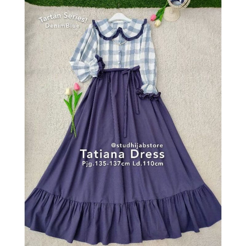 DAR - Tatiana Dress Gamis Remaja | midi dress kotak kotak | gamis kotak kotak terbaru | gamis wanita