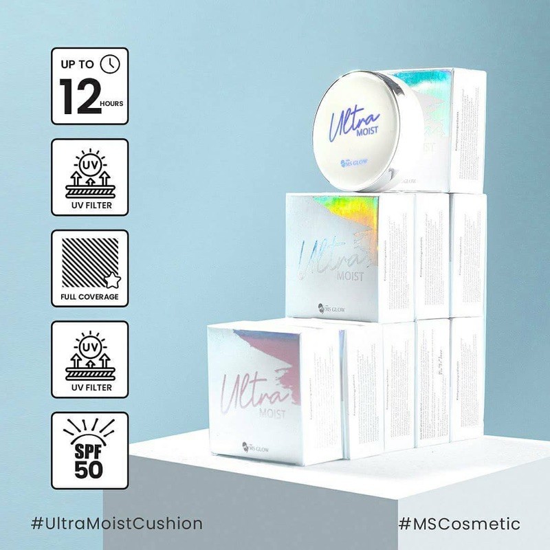 CUSHION LIGHT MEDIUM MSGLOW MSCOSMETIC SUPER GLOWING MOIST CUSHION