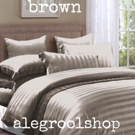 FULL SET BEDCOVER+SPREI SUTRA ORGANIK GARIS JACQUAD GARIS Serat Bambu