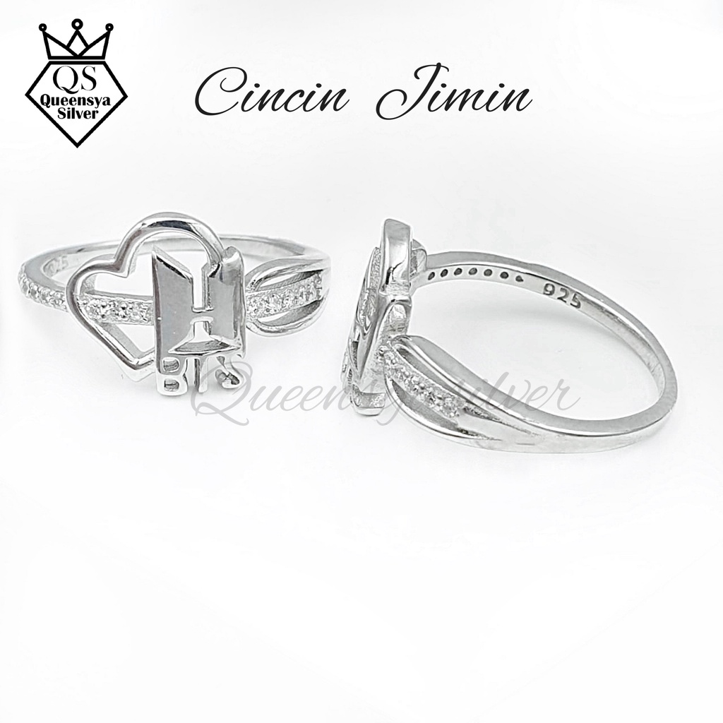Cincin Wanita Bts Cincin Silver Cincin Bts Lapis Emas Putih Asli Perak 925 Dengan Paket Murah Box Cantik / Photo Card Jamin Puas