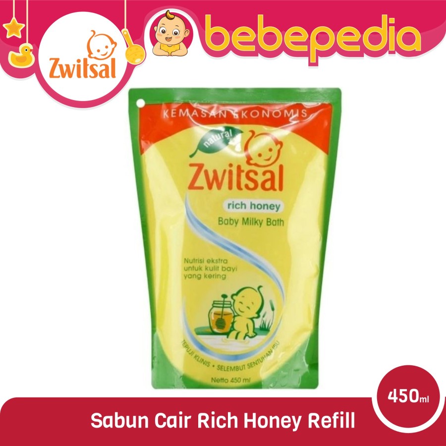 Zwitsal Baby Bath 2in1 Hair &amp; Body | Rice Honey Refill 450ml