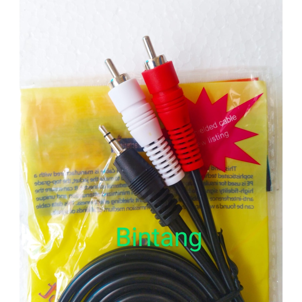 kabel rca 2 ke 1 mini stereo Aux 2 in 1