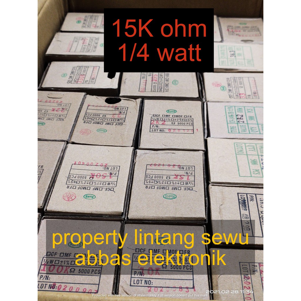 10PCS resistor 15k ohm 15 kilo 15000 ohm  0.25 watt