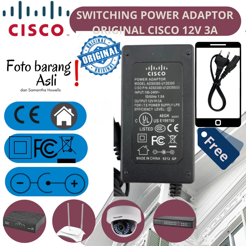 CISCO Switching power adaptor original modem router access poin CCTV DVR 12V 3A