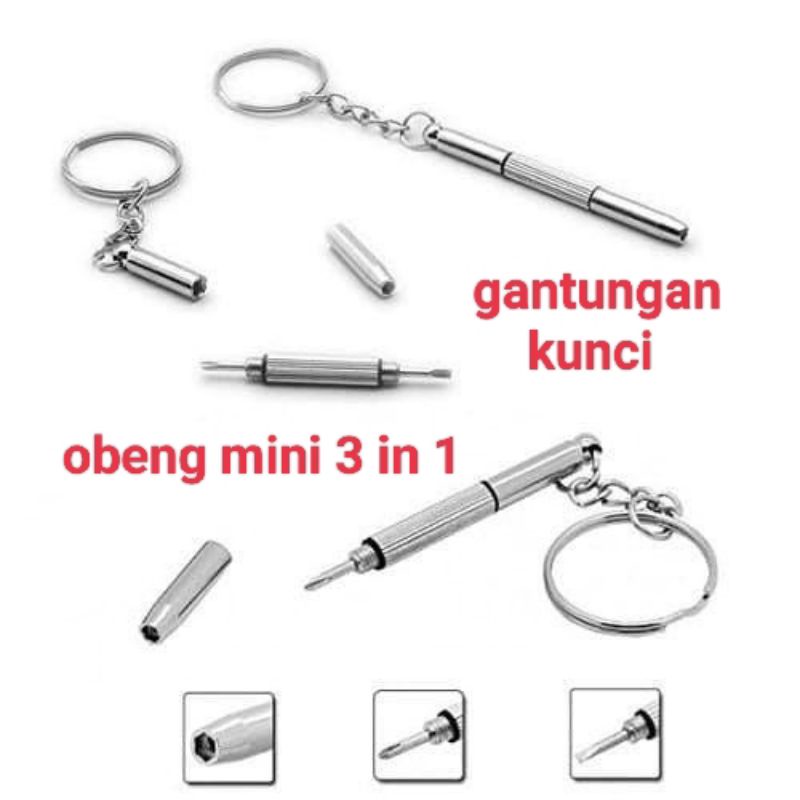 GANTUNGAN KUNCI OBENG MINI 3 IN 1