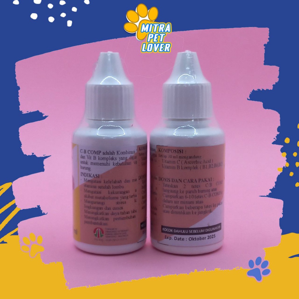 VITAMIN BURUNG - CB COMP COMPLEX 30ML ORIGINAL -  VIT C DAN B KOMPLEKS UNTUK SEGALA MACAM BURUNG BIRD - JAGA STAMINA IMUN - MURAH - ASLI - PET ANIMAL HEALTHCARE &amp; VETERINARY TAMASINDO OBAT KESEHATAN &amp; VITAMIN TERNAK HEWAN BINATANG PELIHARAAN MITRAPETLOVER