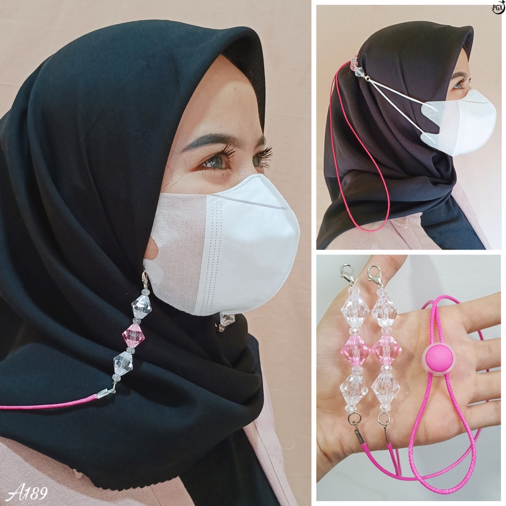 PGX Strap Masker - Tali Masker - Kalung Masker Mute Kristal Kaca Berkilau Aksesoris Fashion A189