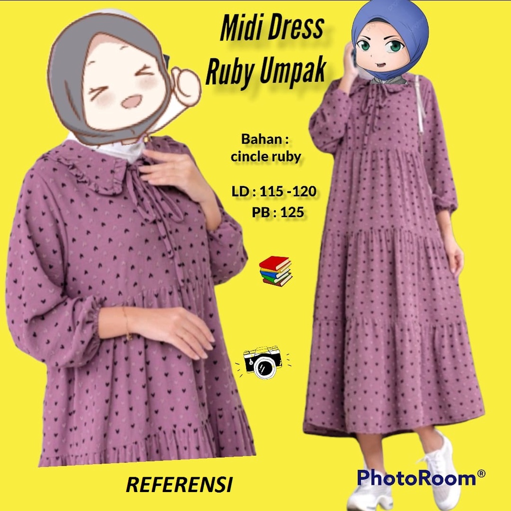 Midi dress | Mini dress | fashion muslim |Midi dress muslim | crincle uragiri ruby umpak