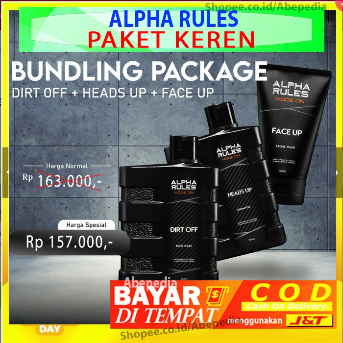 Alpha Rules Dirt Off + Face Up + Heads Up AlphaRules Paket Hemat